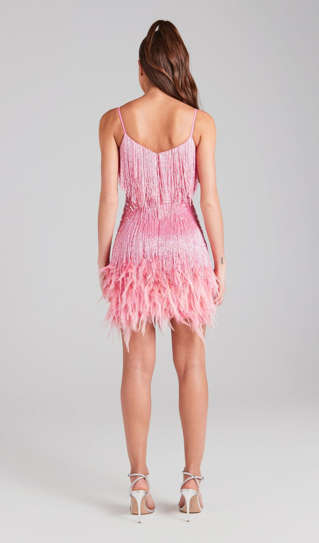 Pink Feather Mini Dress