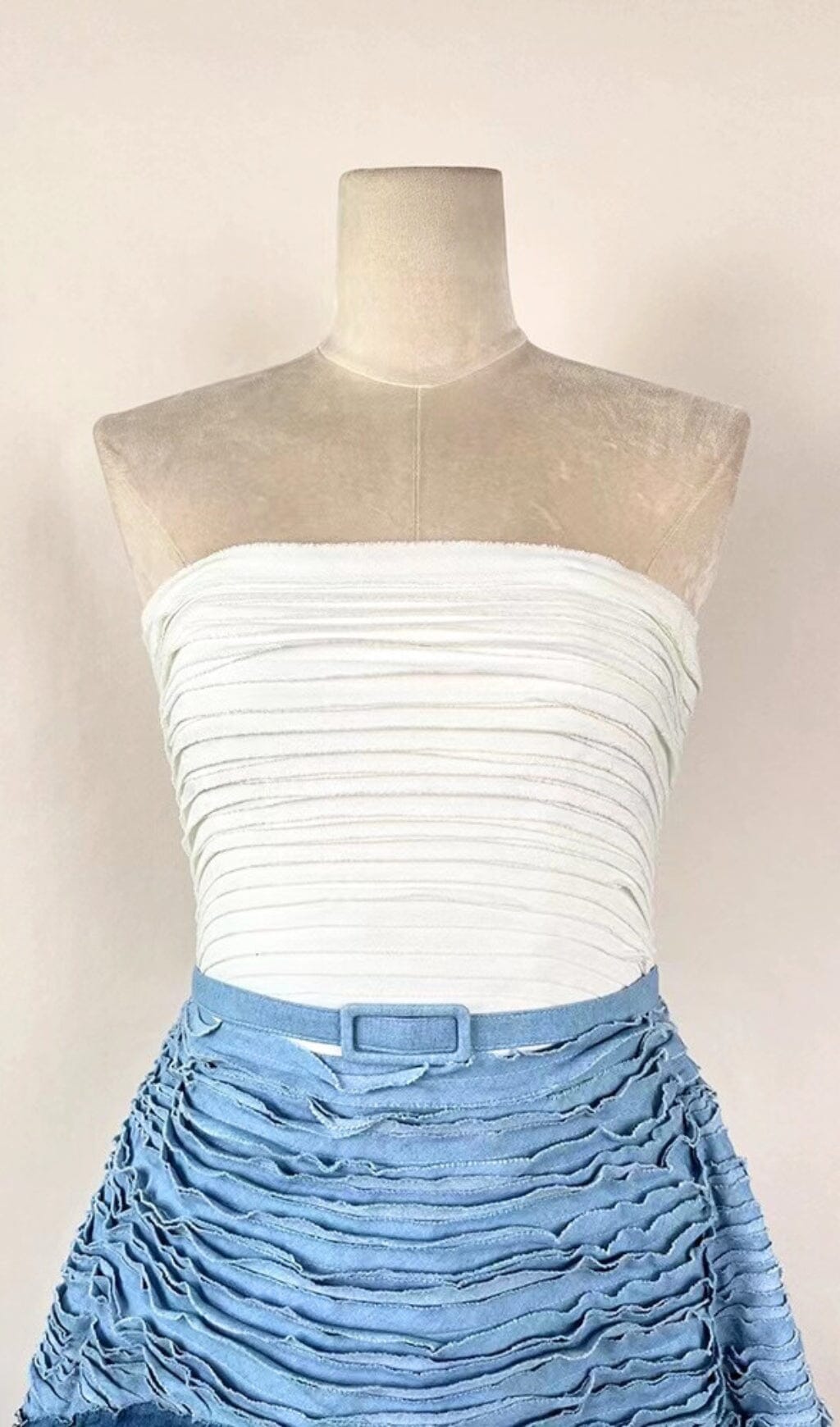 Blue Ripple Halter Mini Dress