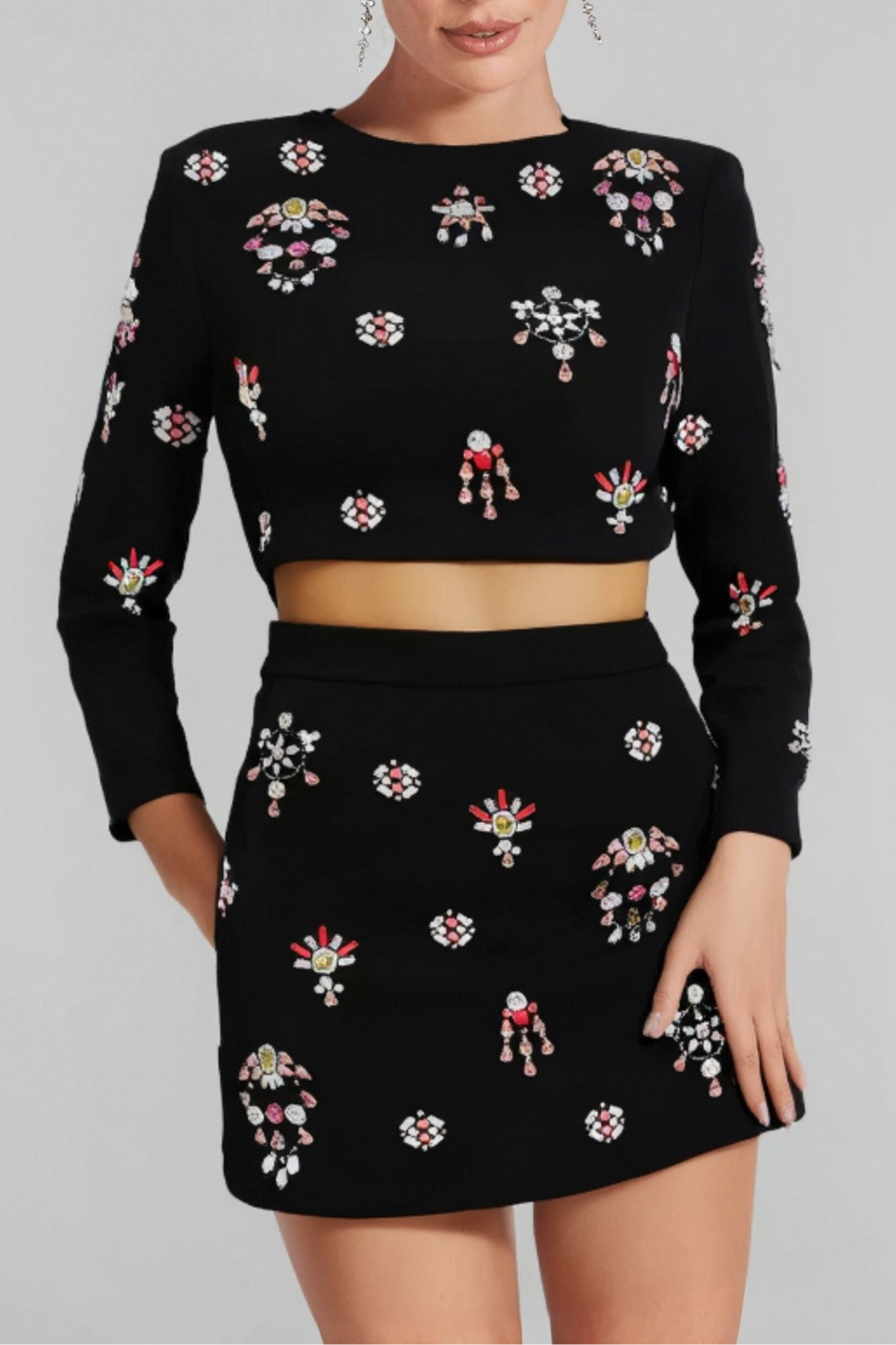 Rhinestone Embellished Skirt Sets