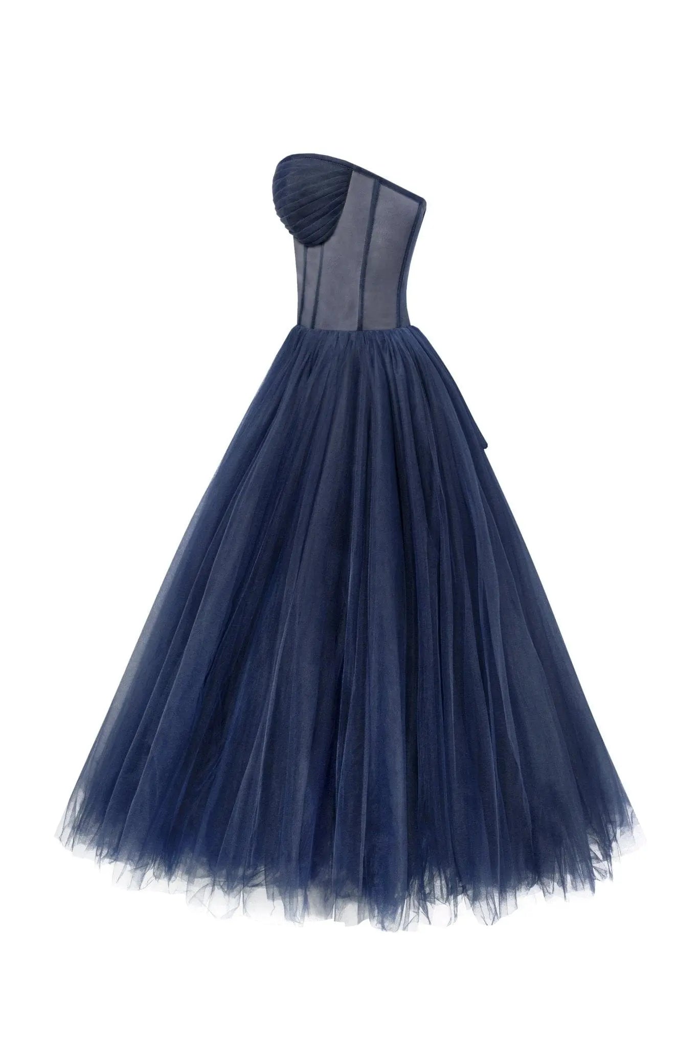 Navy Puffy Midi Dress