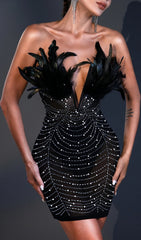 Strapless Feather Mini Dress