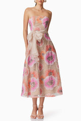 Flower Sequin Embellished Midi Dress