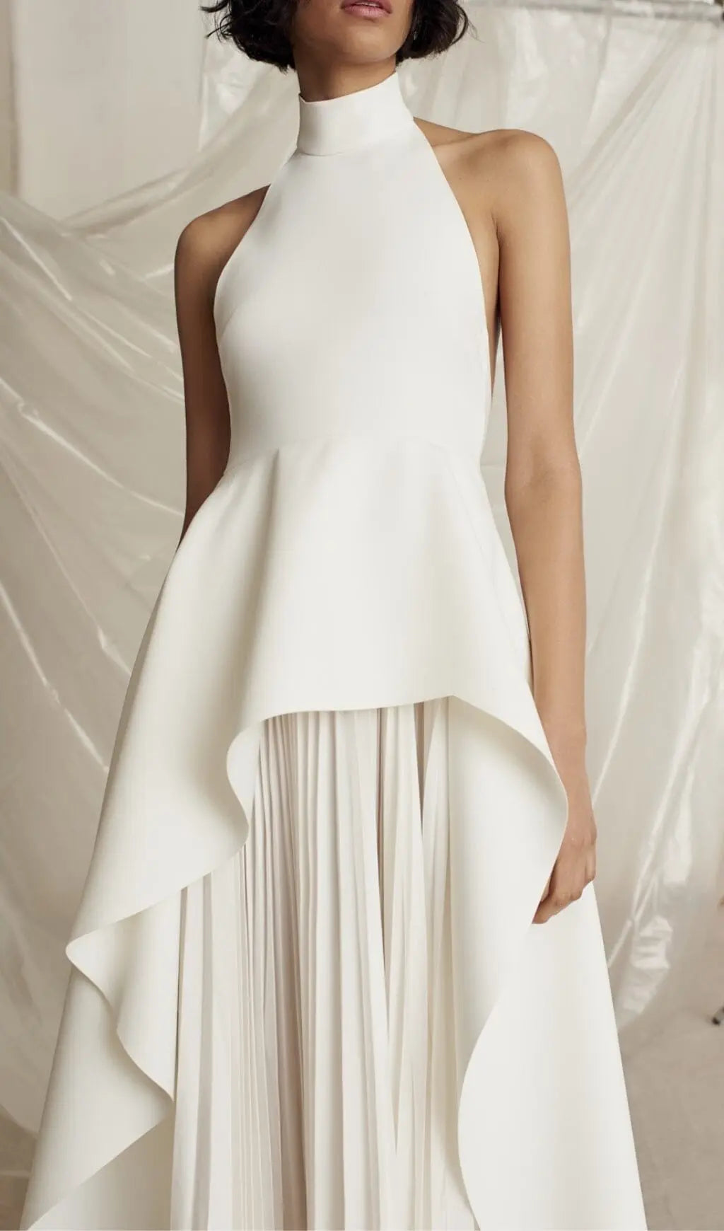 Bandage Halter Maxi Dress in White