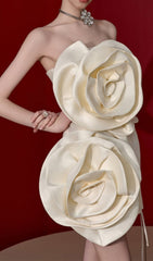 Flower Strapless Bind Mini Dress