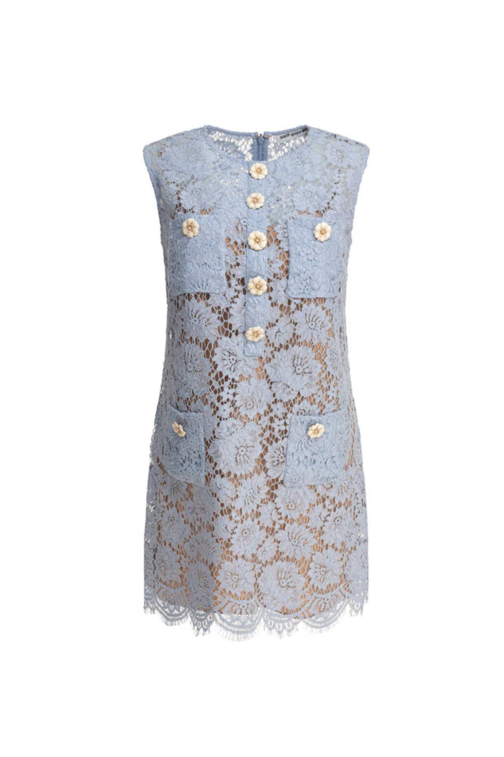 Hollow Pencil Lace Mini Dress in Blue