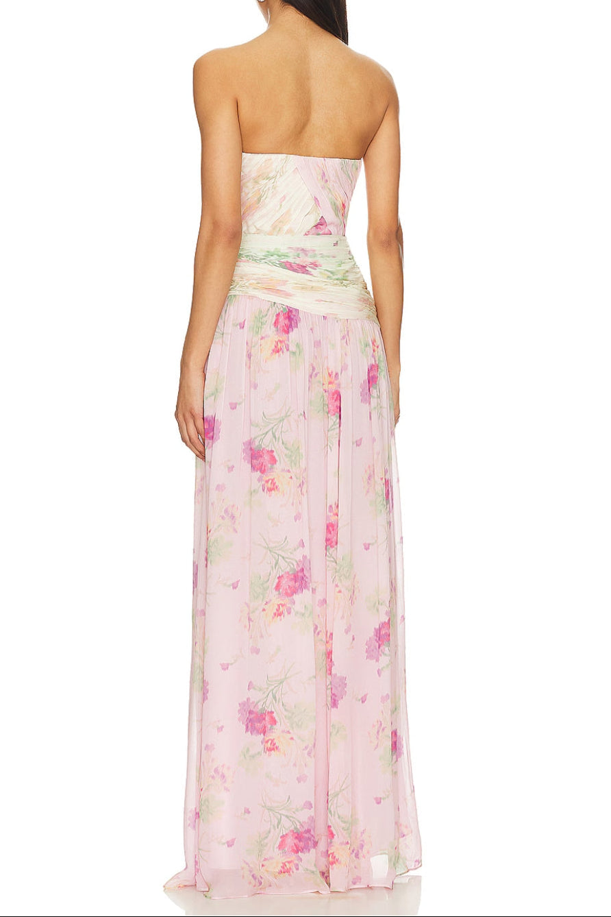 Pintil Strapless Floral Maxi Dress in Multi