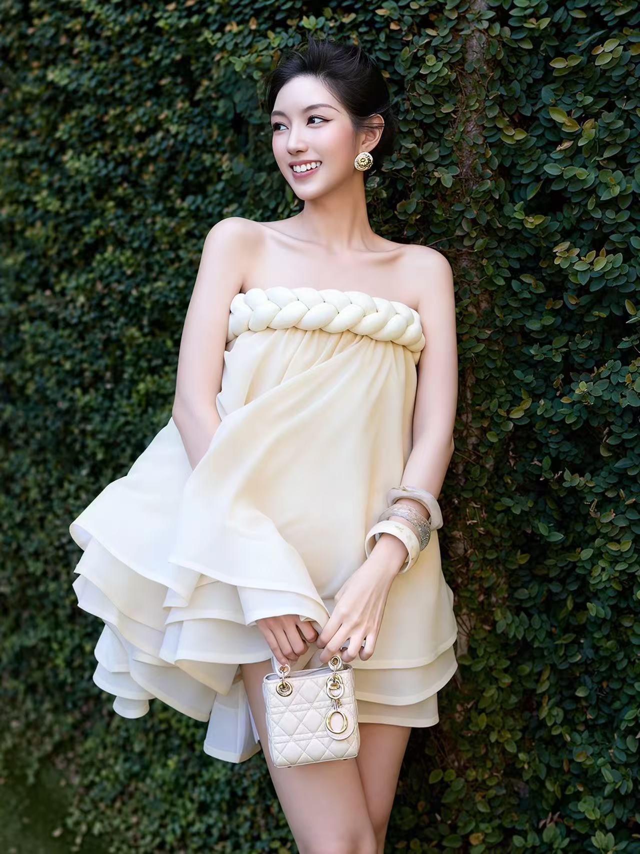 Rope Top Skirt in Beige