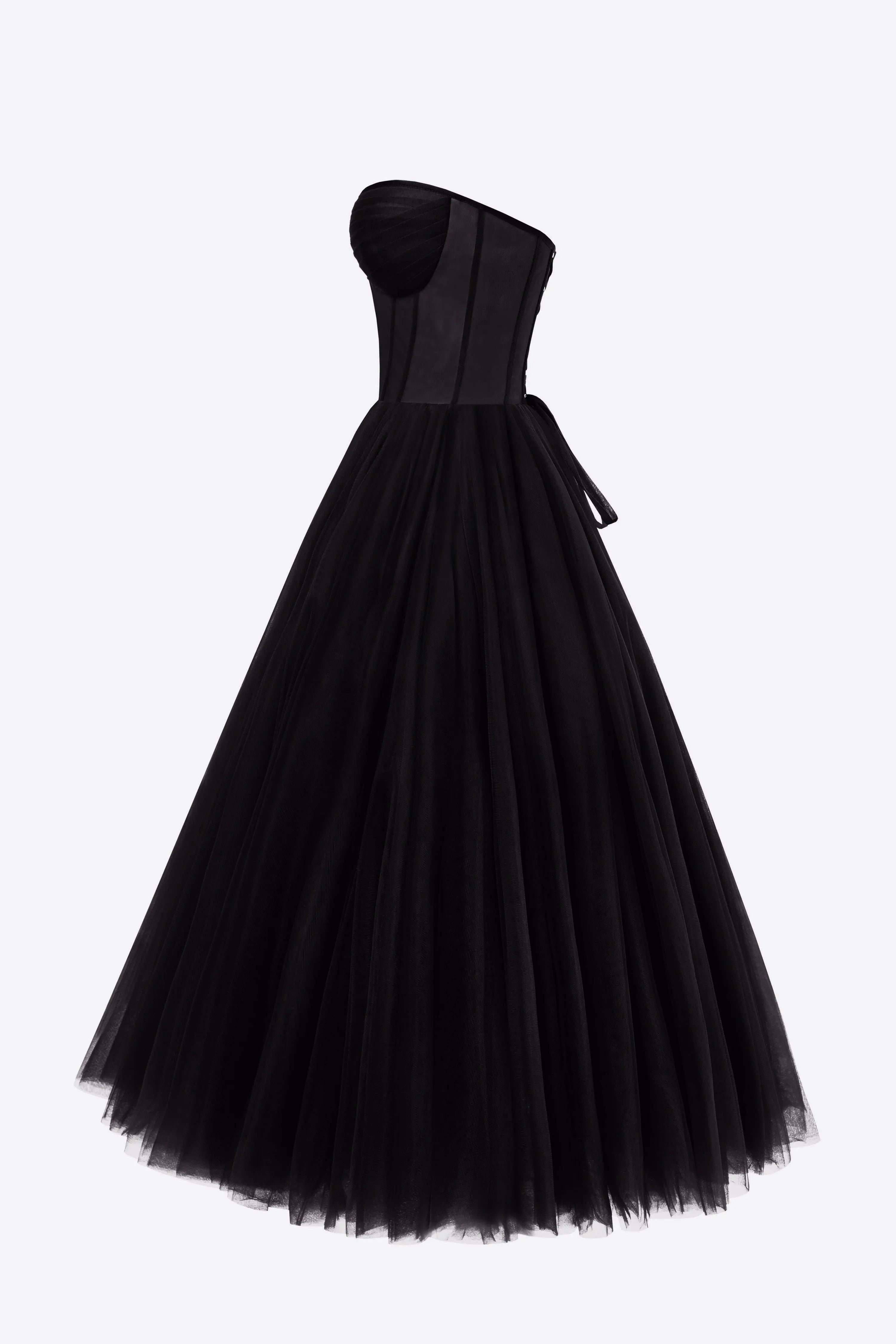 Black Puffy Midi Dress