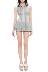 Sleeveless Knit Mini Dress - Grey