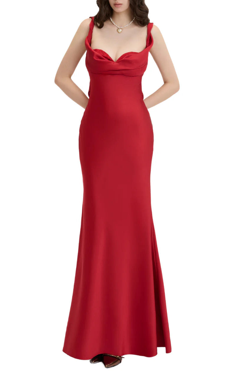 Corset Bodycon Maxi Dress in Red