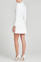 Cuffs Long Sleeve Mini Dress in White