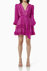 Flower Hem Mini Dress in Rose Red