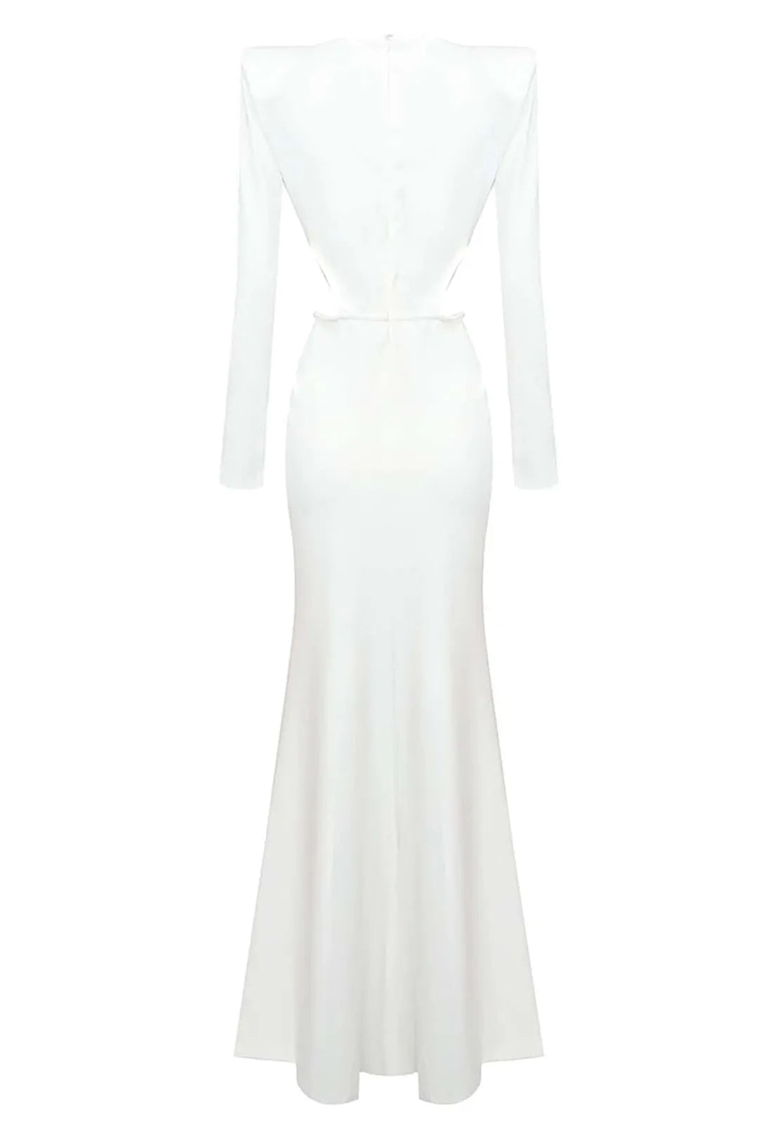 V-neck Ruched Cutout Maxi Dress in White