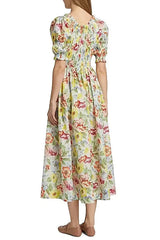 Ischia Floral Smocked Midi Dress