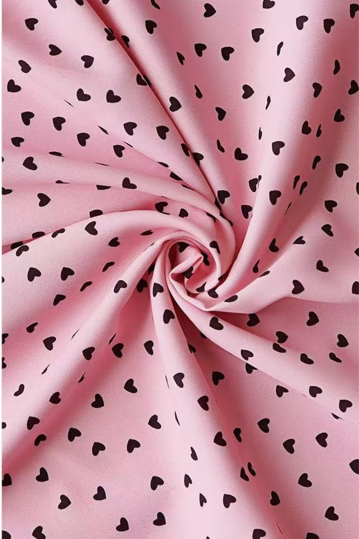 Retro French Pink Heart Print Midi Dress