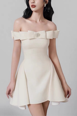 Crystal Off-Shoulder White Mini Dress
