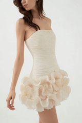Ruched Mini Ruffle Hem Dress