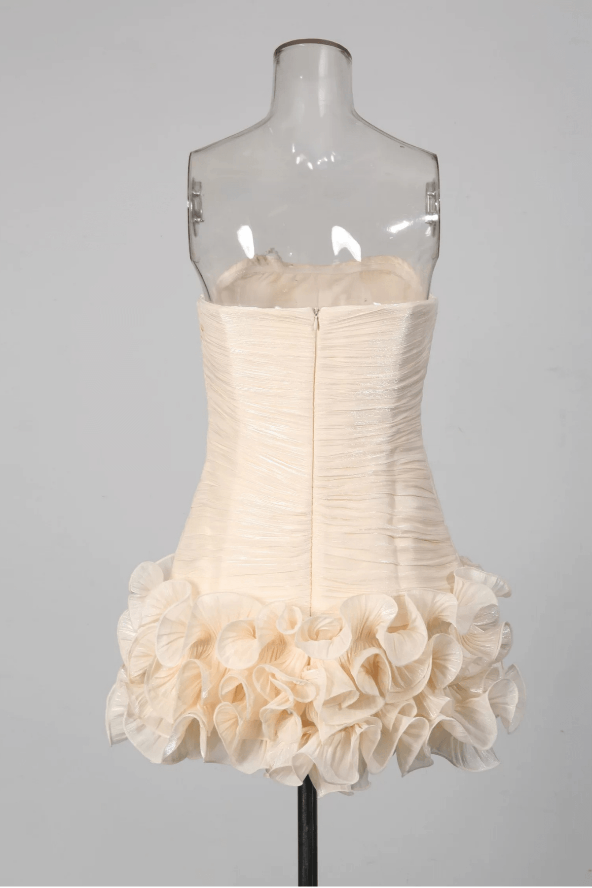 Ruched Mini Ruffle Hem Dress