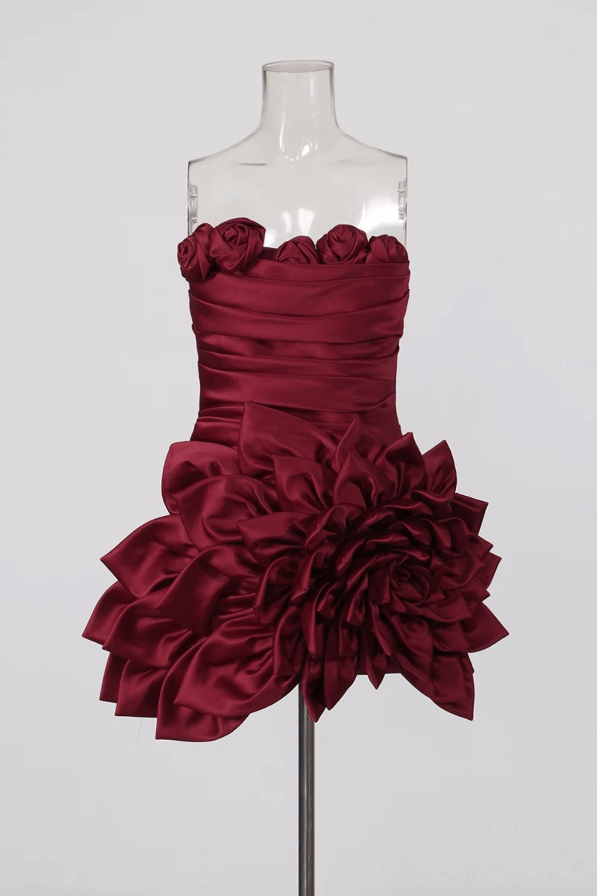 Ruched Floral Ruffle Mini Dress