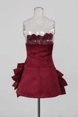 Ruched Floral Ruffle Mini Dress