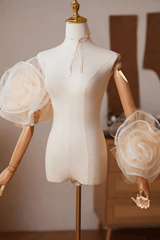 Champagne 3D Flower Detachable Puff Sleeves