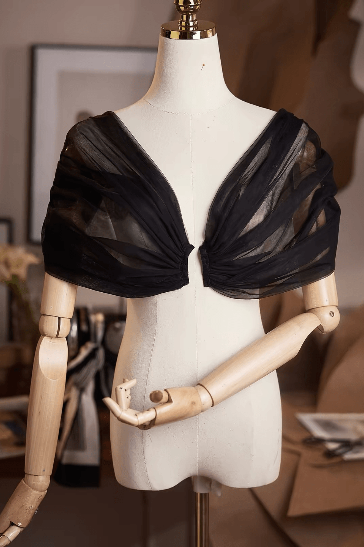 Black Sheer Off Shoulder Shawl