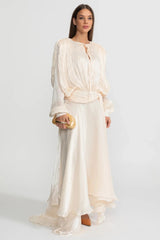 Bodice Puff Sleeve Maxi Dress