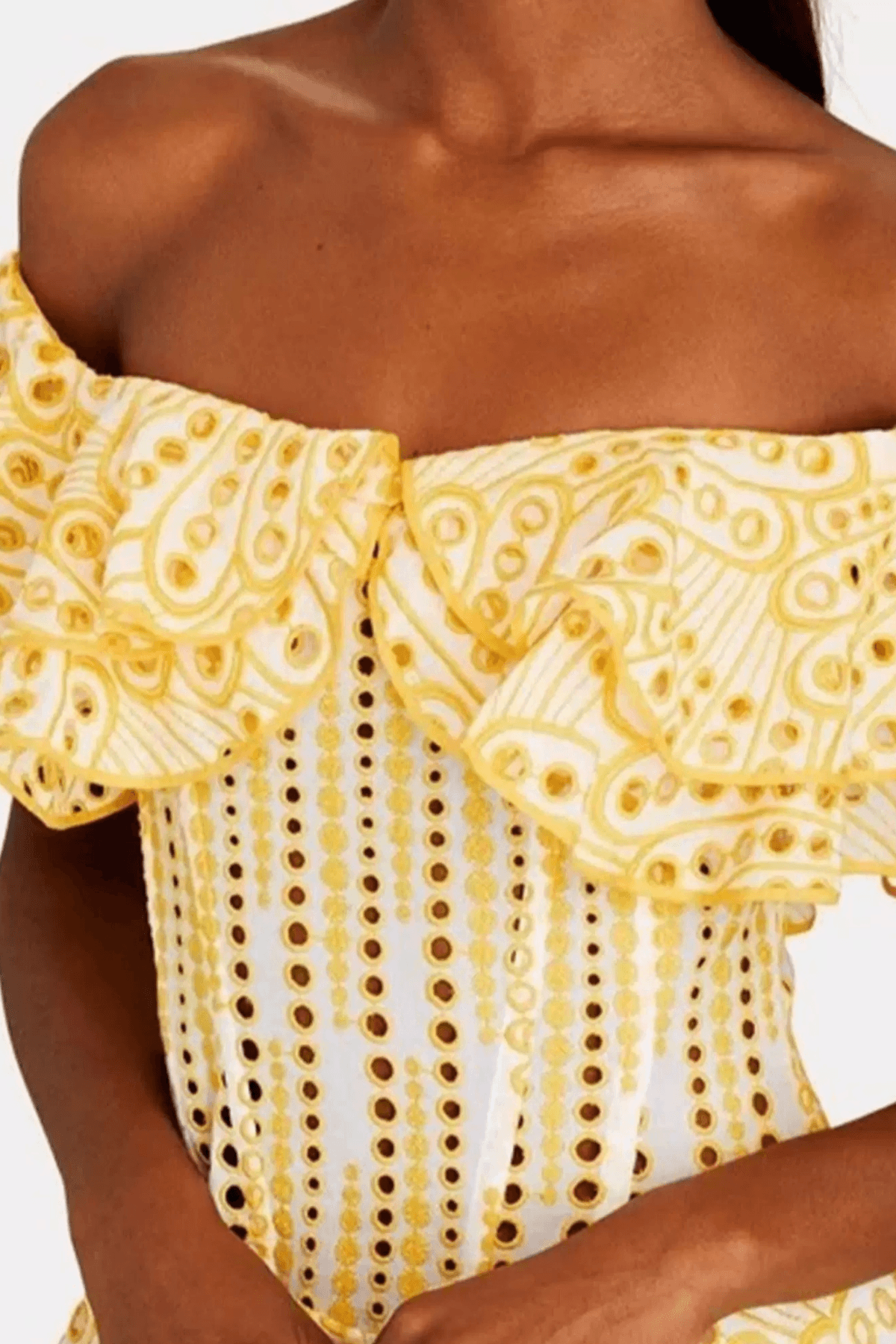 Off Shoulder Embroidered Mini Ruffle A Line Party Dress