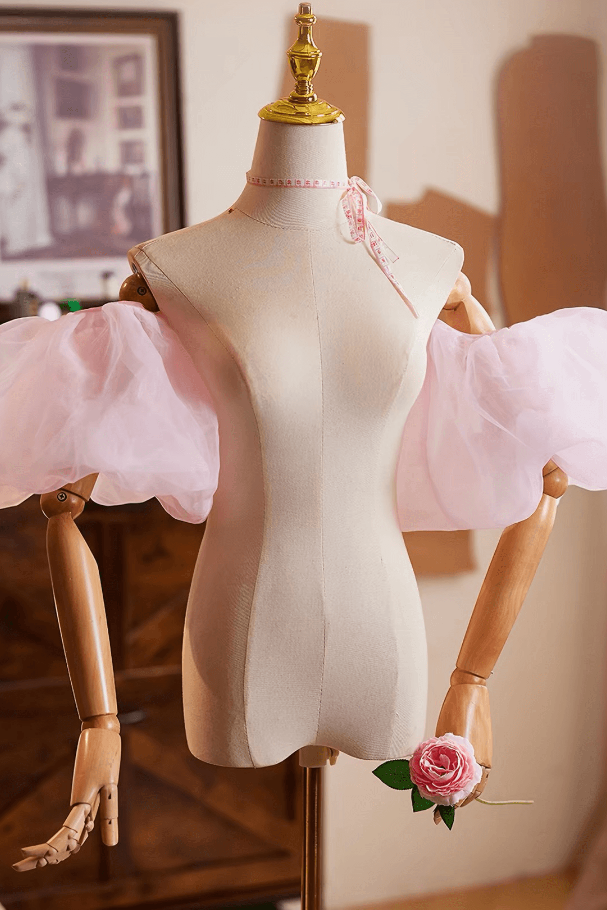 Pink Detachable Short Puff Sleeves