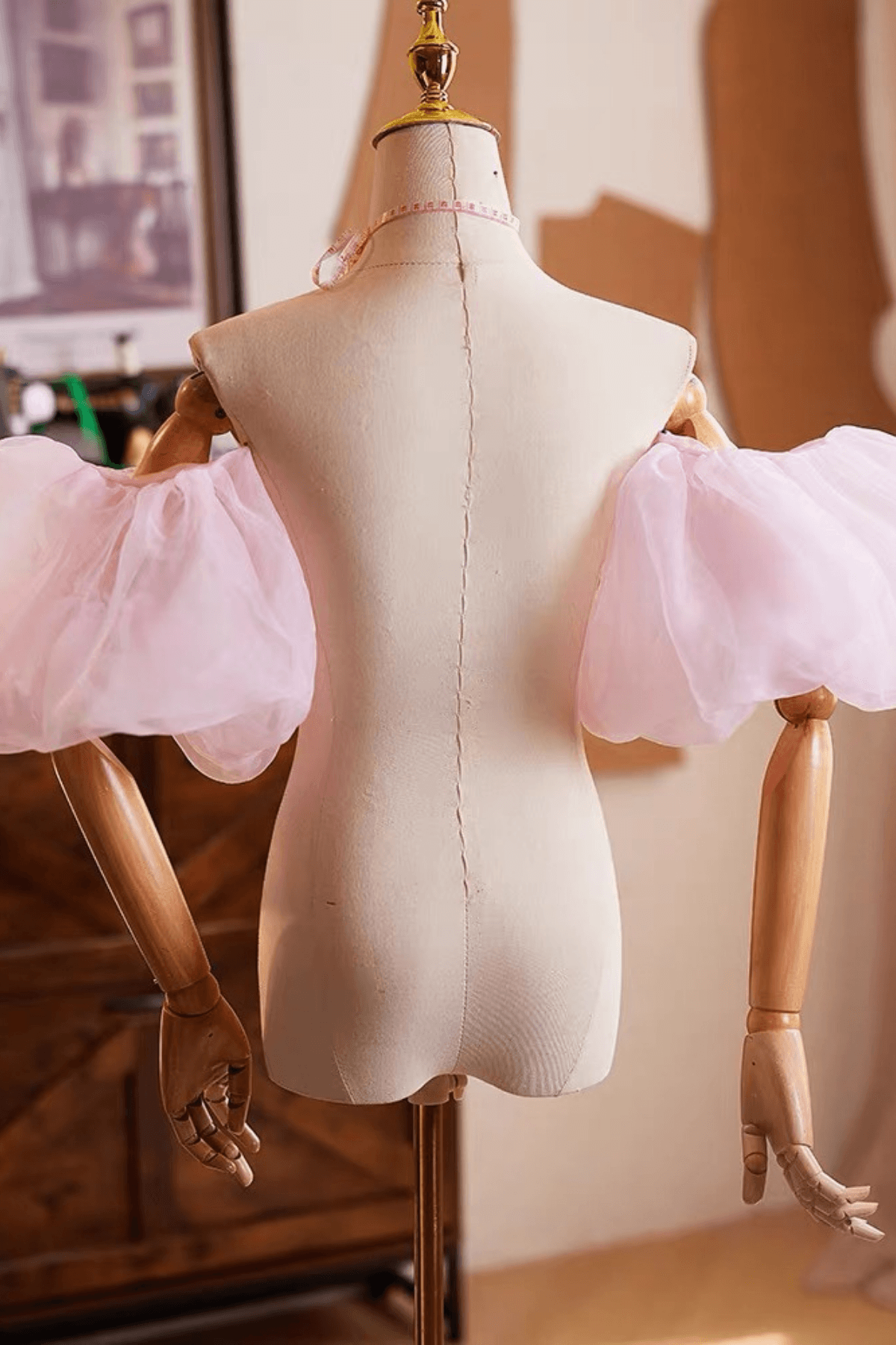Pink Detachable Short Puff Sleeves