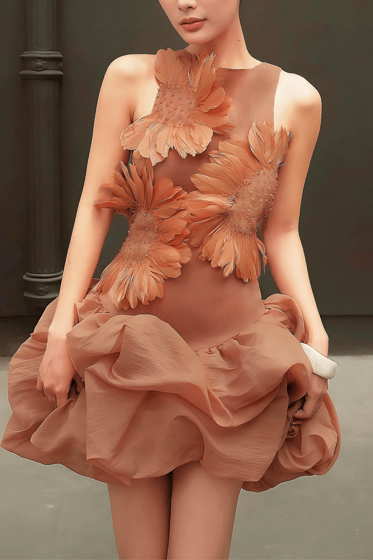 Floral Sleeveless Mini Ruffle Dress