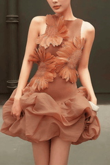 Floral Sleeveless Mini Ruffle Dress
