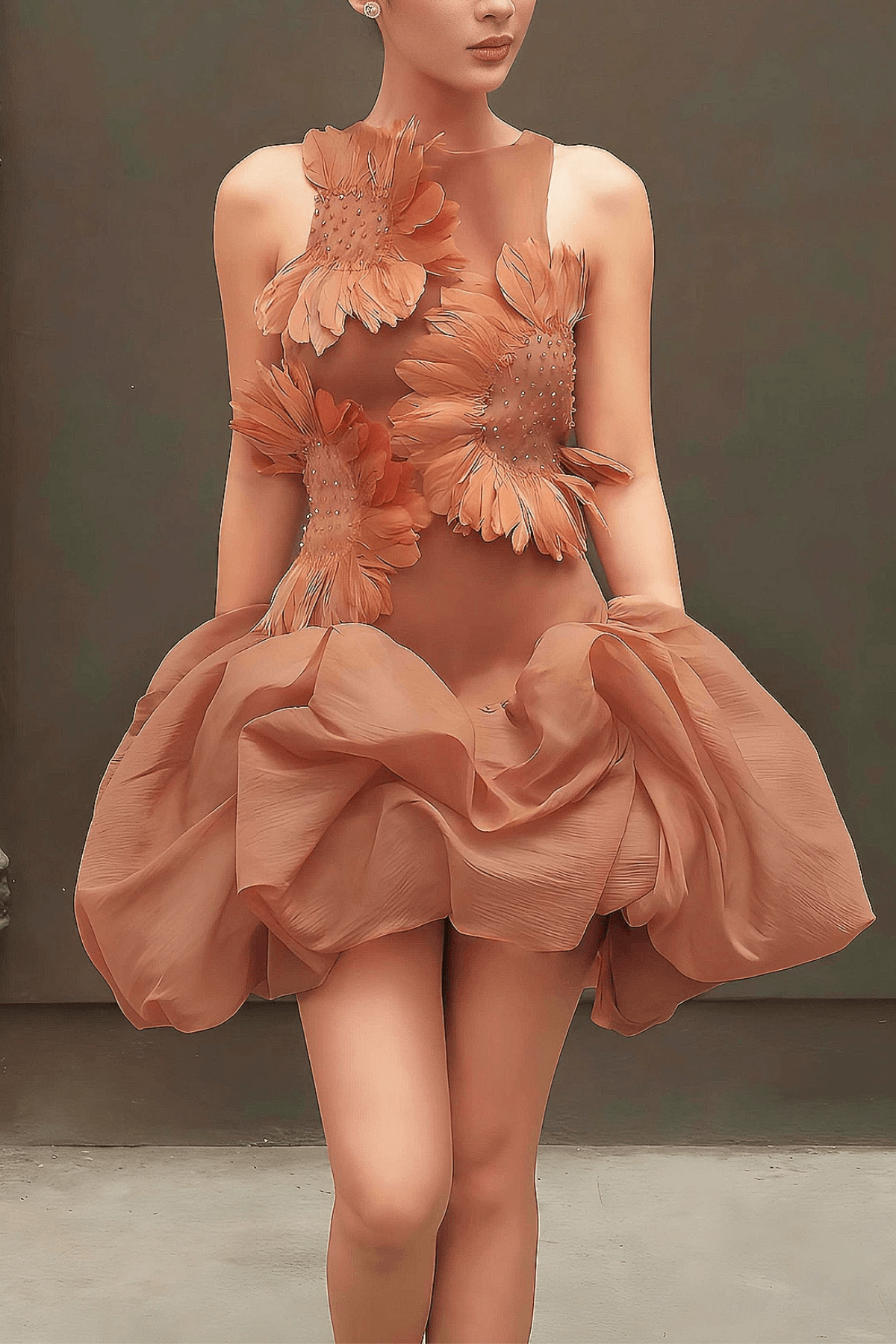 Floral Sleeveless Mini Ruffle Dress