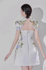 Floral Corset White 3D Flower Mini Dress