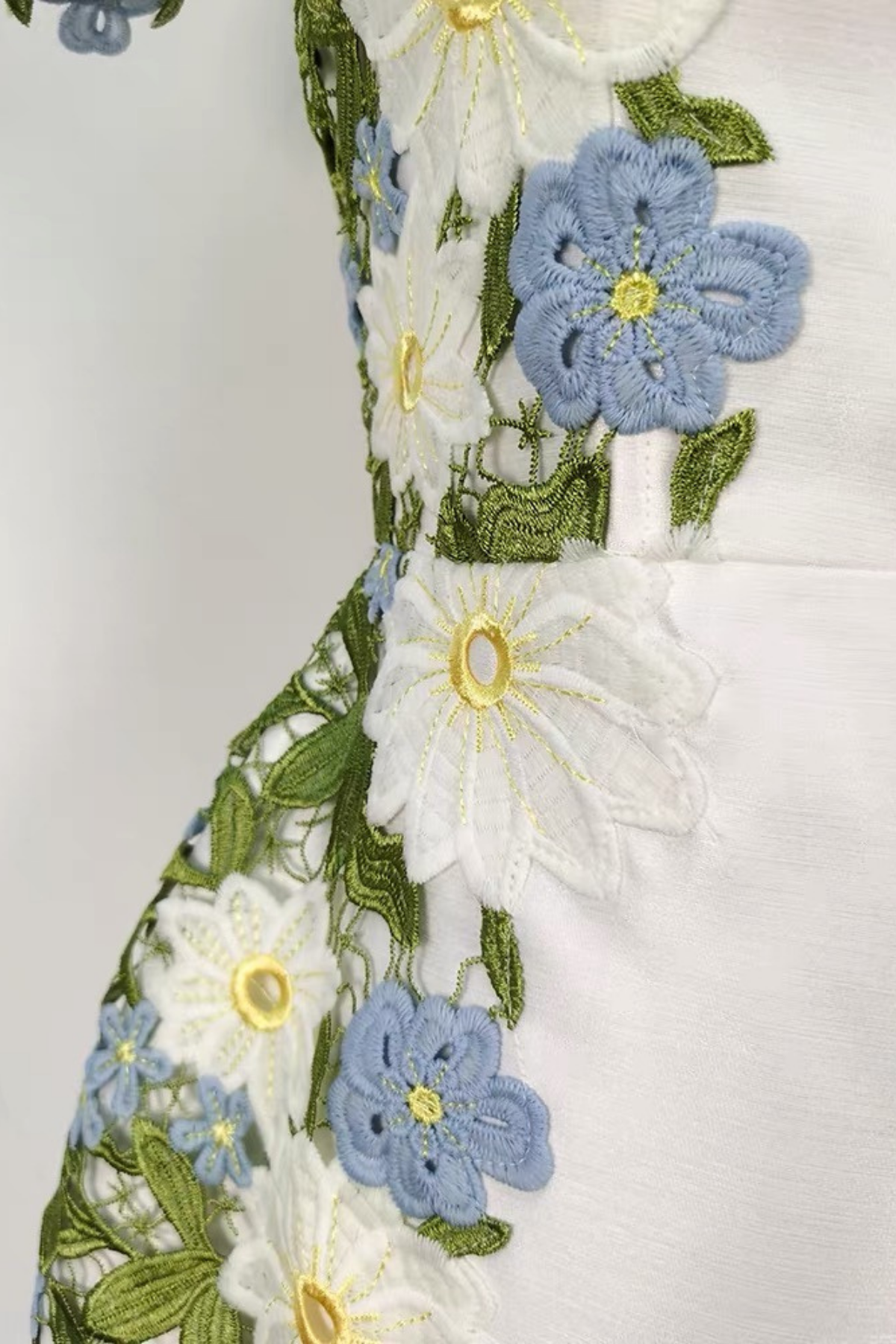 Floral Corset White 3D Flower Mini Dress