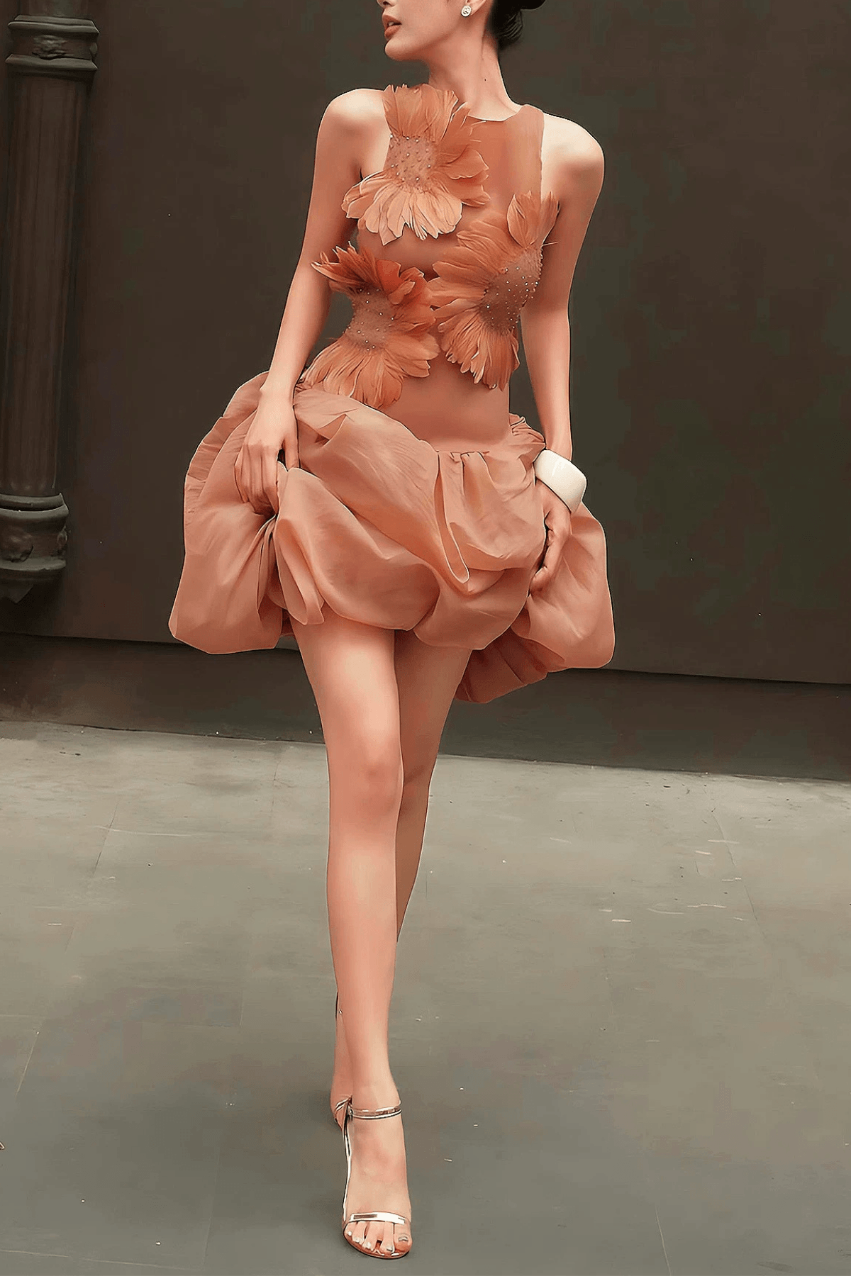 Floral Sleeveless Mini Ruffle Dress