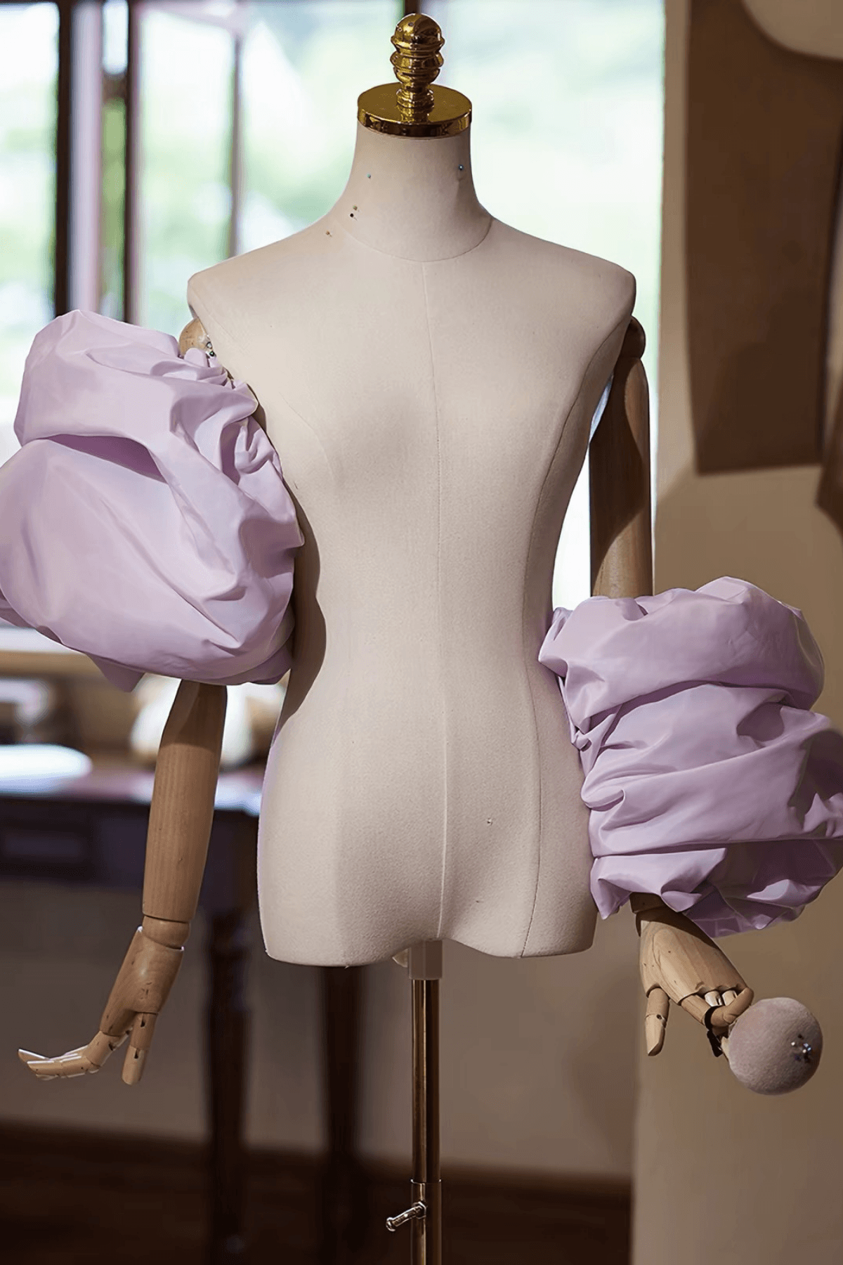 Puffy Ruched Detachable Sleeves