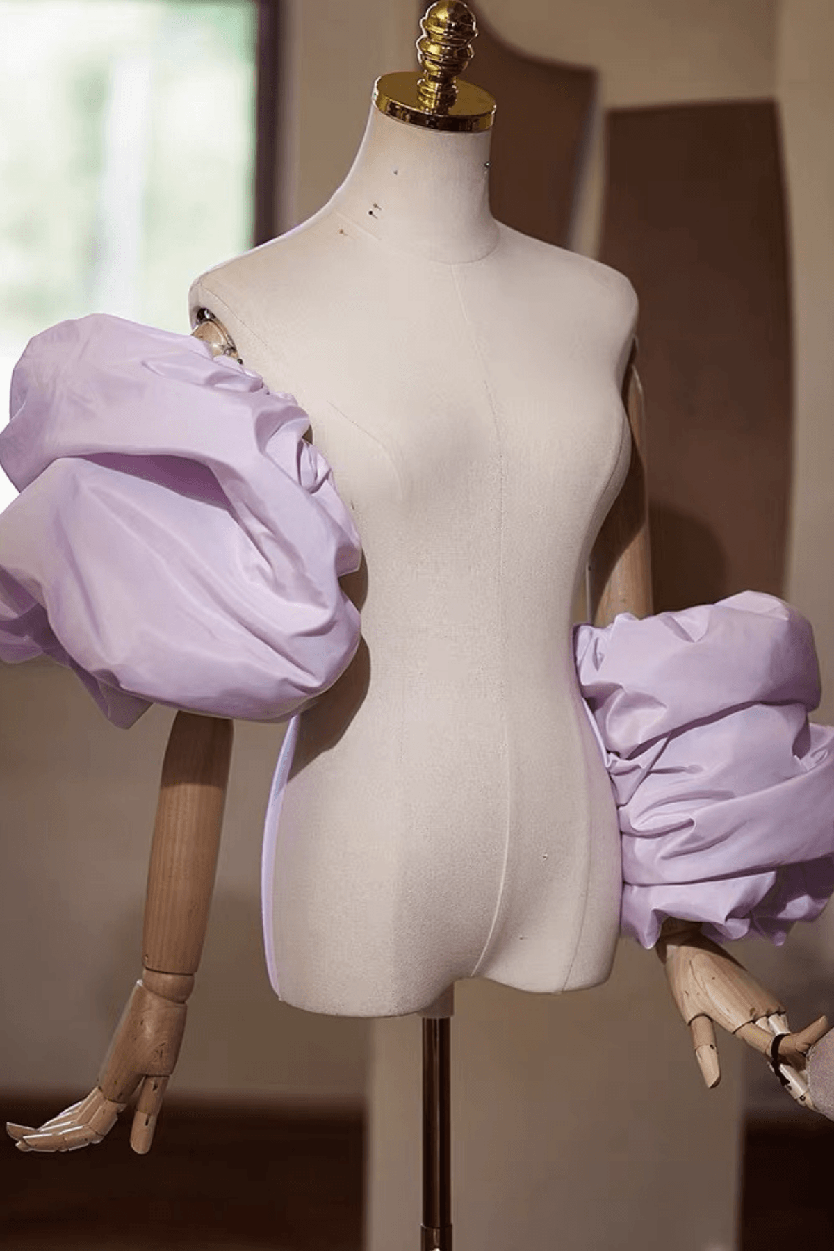 Puffy Ruched Detachable Sleeves
