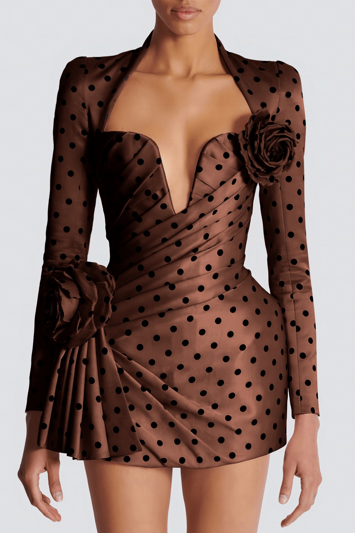 Brown Satin Mini Dress
