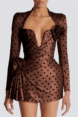 Brown Satin Mini Dress