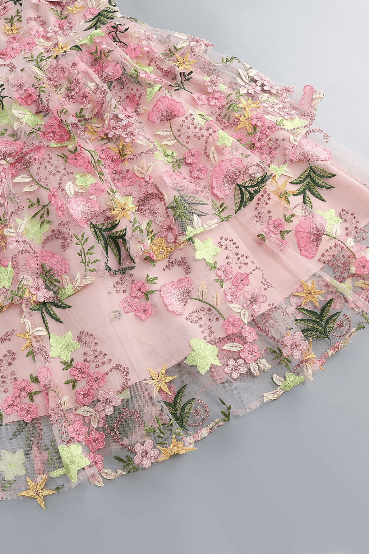 Strap Floral Embroidered Midi Dress