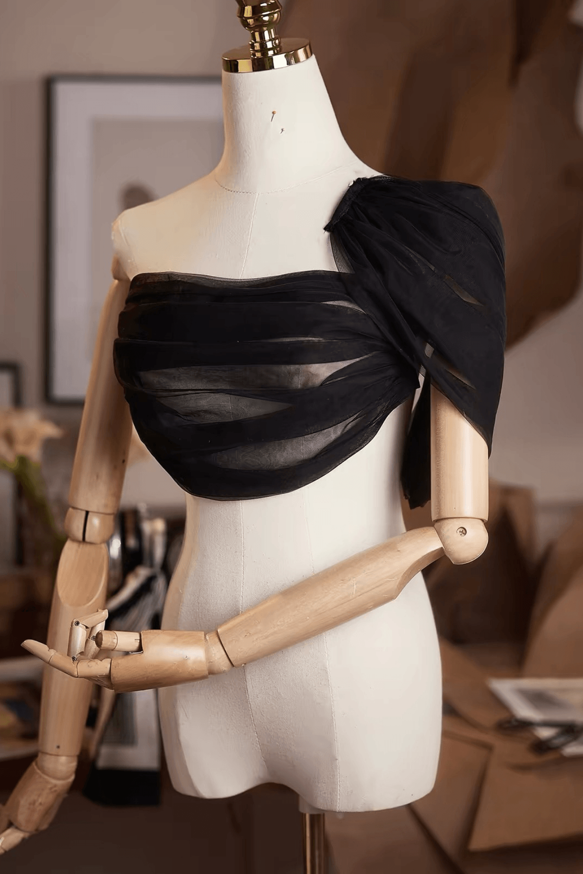 Black Sheer Off Shoulder Shawl