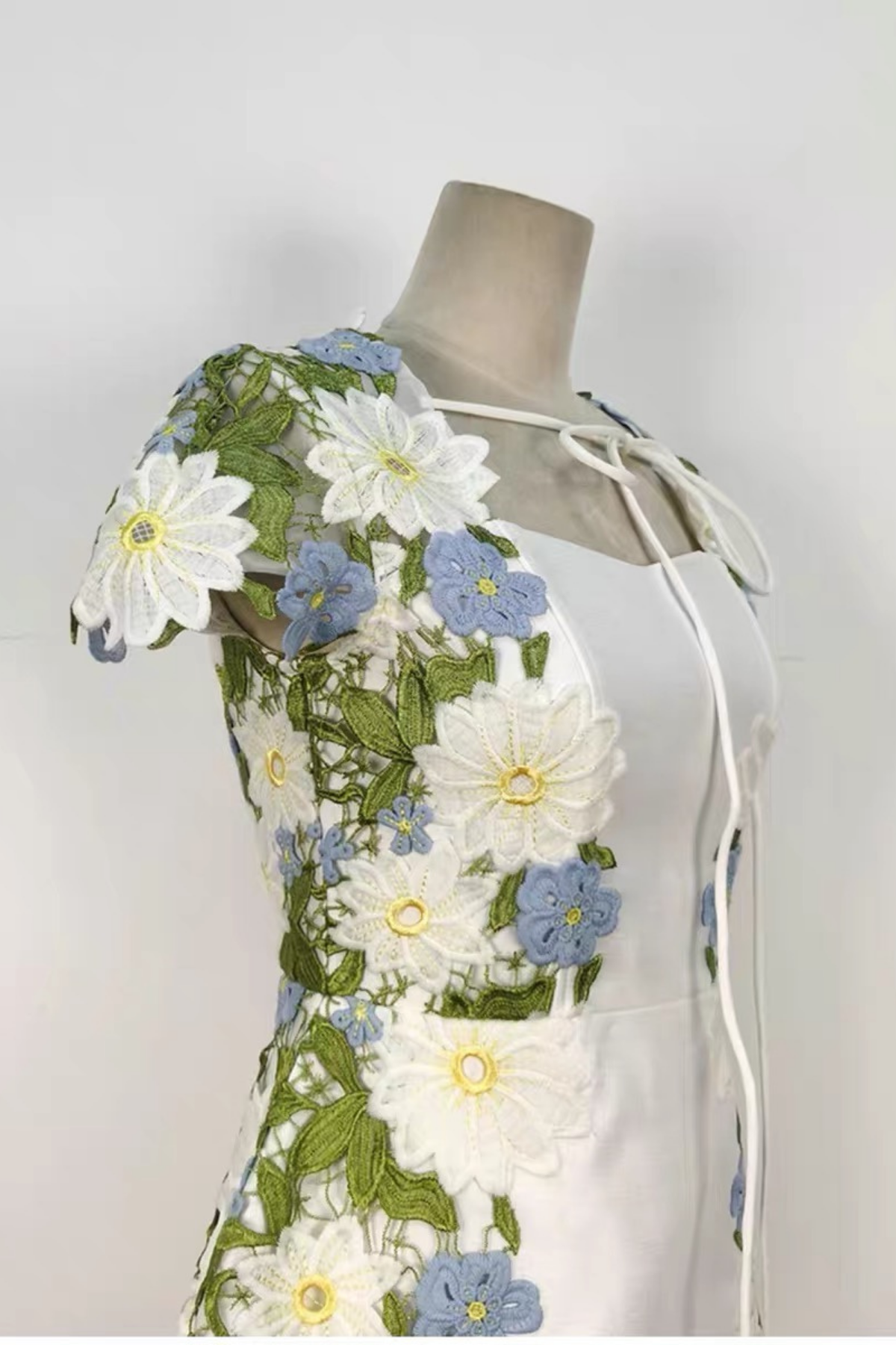 Floral Corset White 3D Flower Mini Dress