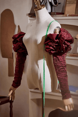Shiny Ruched Detachable Long Sleeves