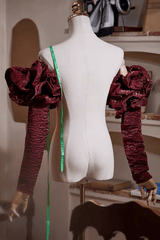Shiny Ruched Detachable Long Sleeves