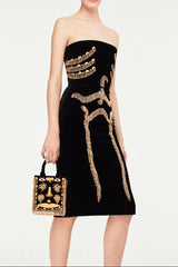 Embellished Bustier Mini Dress in Black