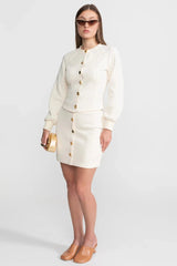 Embellished Button Co-ord Set Ivoire