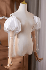 White Satin Puff Detachable Sleeves