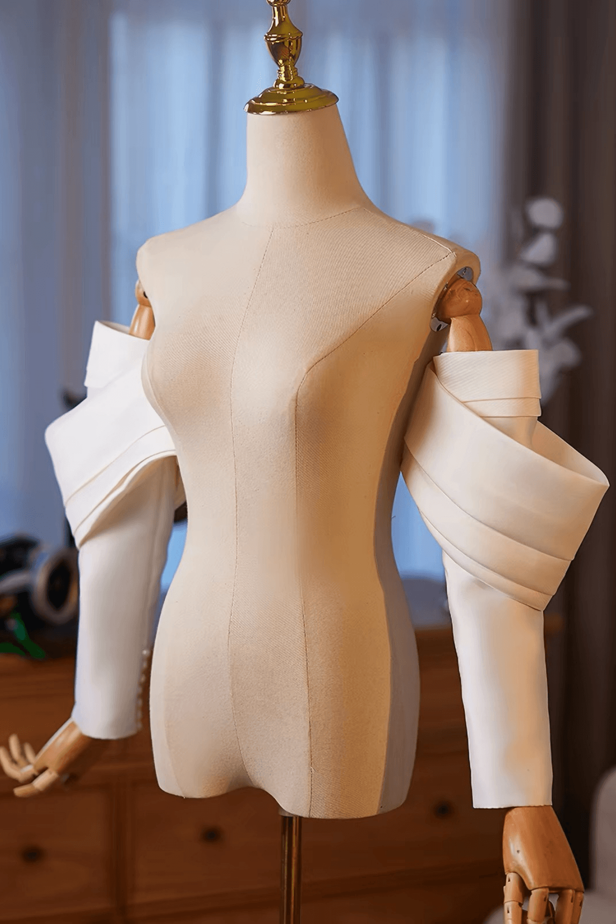 Off Shoulder Satin Detachable Wedding Sleeves