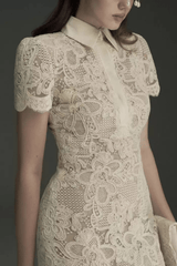 White Lace BlouSequin Two Piece Maxi Dress